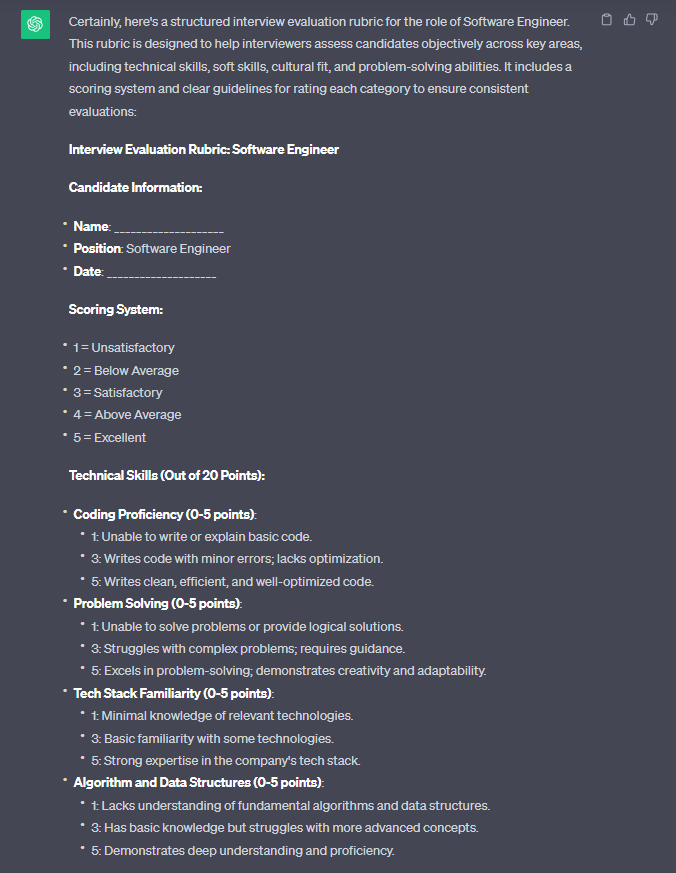 Constructing an interview evaluation rubric with the help of ChatGPT