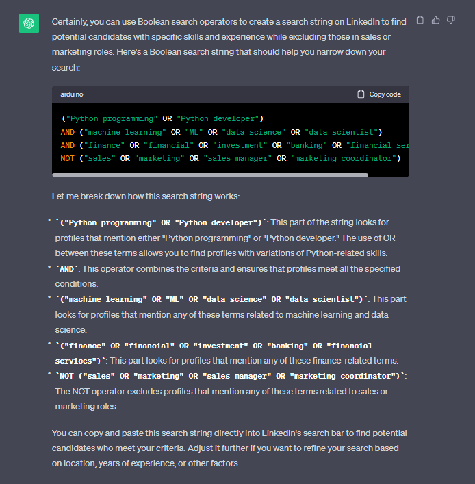 Creating a Boolean search string with the help of ChatGPT