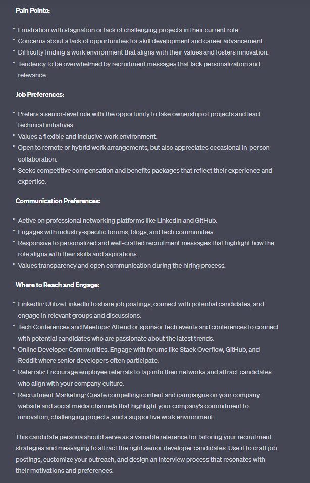 Creating a candidate persona with the help of ChatGPT